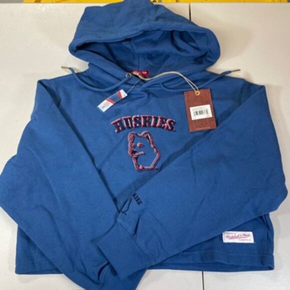 UConn Huskies Mitchell & Ness Women's Cropped Hoodie - Picture 1 of 2
